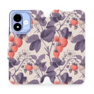 Flip pouzdro na mobil Xiaomi Redmi Note 17 - Mobiwear VB01S, jahodový herbář