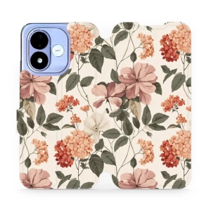 Flip pouzdro na mobil Xiaomi Redmi Note 17 - Mobiwear VB12S, květiny ve stylu 50. let