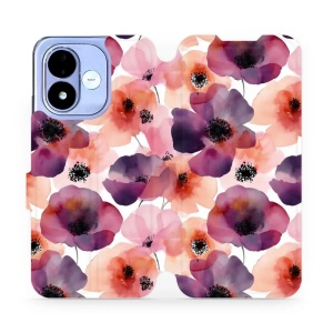 Flip pouzdro na mobil Xiaomi Redmi Note 17 - Mobiwear VB20S, akvarelové máky
