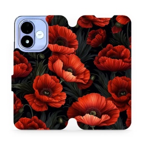 Flip pouzdro na mobil Xiaomi Redmi Note 17 - Mobiwear VP45S, temné červené květy