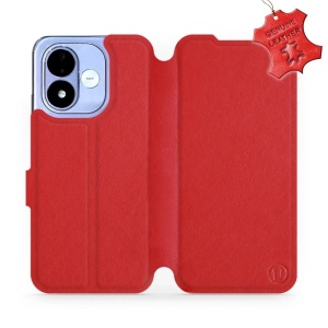 Kožené flip pouzdro na mobil Xiaomi Redmi Note 17 - Mobiwear - červené