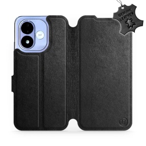 Kožené flip pouzdro na mobil Xiaomi Redmi Note 17 - Mobiwear - černé