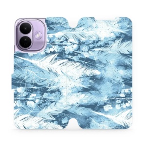 Flip pouzdro na mobil Xiaomi Redmi Note 17 Pro - Mobiwear M058S, světle modrá horizontální pírka