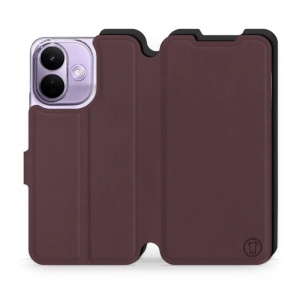 Flip pouzdro Mobiwear Semiš na mobil Xiaomi Redmi Note 17 Pro - bordové & černé