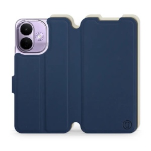 Flip pouzdro Mobiwear Semiš na mobil Xiaomi Redmi Note 17 Pro - modré & béžové