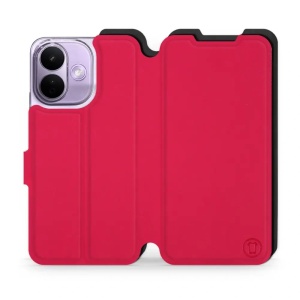 Flip pouzdro Mobiwear Semiš na mobil Xiaomi Redmi Note 17 Pro - rudé & černé
