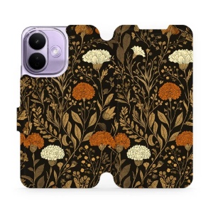 Flip pouzdro na mobil Xiaomi Redmi Note 17 Pro - Mobiwear V174S, béžová a oranžová kvítka