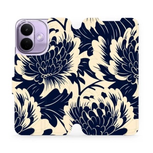 Flip pouzdro na mobil Xiaomi Redmi Note 17 Pro - Mobiwear VA40S, modré a béžové květy