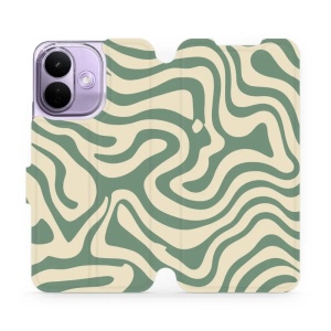 Flip pouzdro na mobil Xiaomi Redmi Note 17 Pro - Mobiwear VA57S, zelené a béžové zkrouceniny