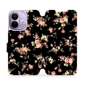 Flip pouzdro na mobil Xiaomi Redmi Note 17 Pro - Mobiwear VD02S, květy na černé