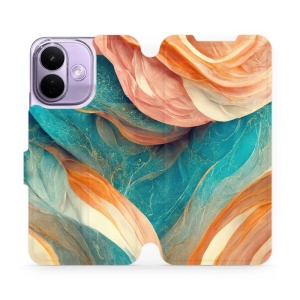 Flip pouzdro na mobil Xiaomi Redmi Note 17 Pro - Mobiwear VP36S, azurový a oranžový mramor