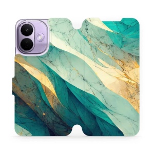 Flip pouzdro na mobil Xiaomi Redmi Note 17 Pro - Mobiwear VP37S, zlatavý a zelenkavý mramor