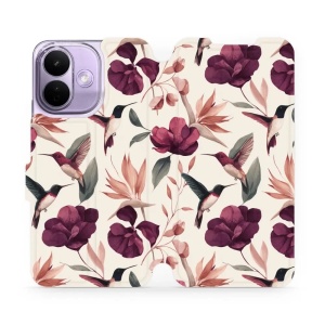 Flip pouzdro na mobil Xiaomi Redmi Note 17 Pro - Mobiwear VB07S, kolibříci v květinách