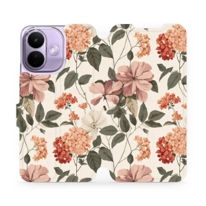 Flip pouzdro na mobil Xiaomi Redmi Note 17 Pro - Mobiwear VB12S, květiny ve stylu 50. let
