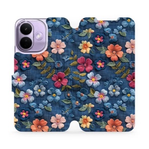 Flip pouzdro na mobil Xiaomi Redmi Note 17 Pro - Mobiwear VB05S, květiny na denimu