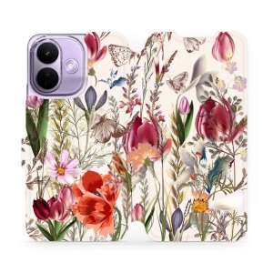 Flip pouzdro na mobil Xiaomi Redmi Note 17 Pro - Mobiwear MP01S, rozkvetlá louka