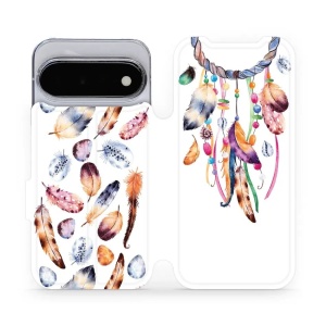 Flip pouzdro na mobil Google Pixel 11 - Mobiwear M003S, lapač a barevná pírka