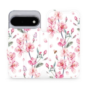 Flip pouzdro na mobil Google Pixel 11 - Mobiwear M124S, růžové květy
