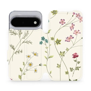 Flip pouzdro na mobil Google Pixel 11 - Mobiwear MD03S, tenké rostlinky s květy