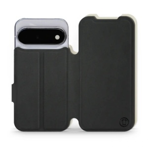 Flip pouzdro Mobiwear Semiš na mobil Google Pixel 11 - černé & béžové
