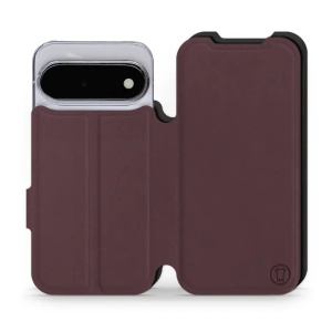 Flip pouzdro Mobiwear Semiš na mobil Google Pixel 11 - bordové & černé