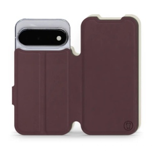 Flip pouzdro Mobiwear Semiš na mobil Google Pixel 11 - bordové & béžové