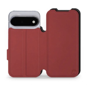Flip pouzdro Mobiwear Semiš na mobil Google Pixel 11 - cihlové & černé