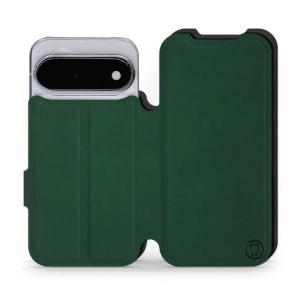 Flip pouzdro Mobiwear Semiš na mobil Google Pixel 11 - zelené & černé