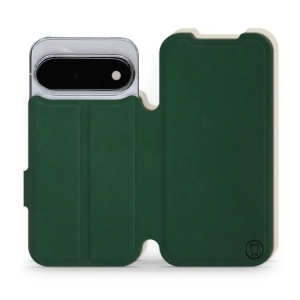 Flip pouzdro Mobiwear Semiš na mobil Google Pixel 11 - zelené & béžové