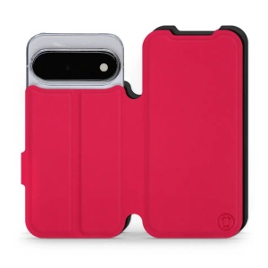 Flip pouzdro Mobiwear Semiš na mobil Google Pixel 11 - rudé & černé