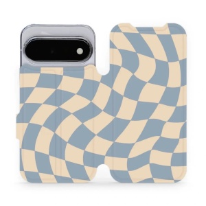 Flip pouzdro na mobil Google Pixel 11 - Mobiwear VA59S, modrá a béžová šachovnice