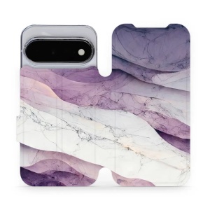 Flip pouzdro na mobil Google Pixel 11 - Mobiwear VP31S, bílý a fialový mramor