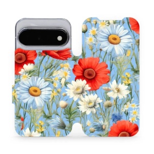 Flip pouzdro na mobil Google Pixel 11 - Mobiwear VP44S, červené a bílé květy