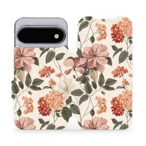 Flip pouzdro na mobil Google Pixel 11 - Mobiwear VB12S, květiny ve stylu 50. let