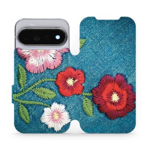 Flip pouzdro na mobil Google Pixel 11 Pro - Mobiwear MD05P, džínové květy