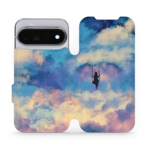 Flip pouzdro na mobil Google Pixel 11 Pro - Mobiwear MR09S, dívka na houpačce v oblacích