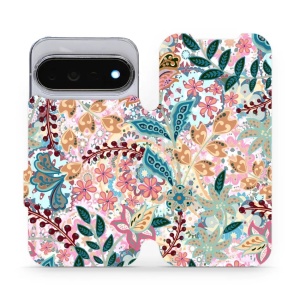Flip pouzdro na mobil Google Pixel 11 Pro - Mobiwear MX04S, spletité kvítky a listy