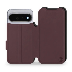 Flip pouzdro Mobiwear Semiš na mobil Google Pixel 11 Pro - bordové & černé