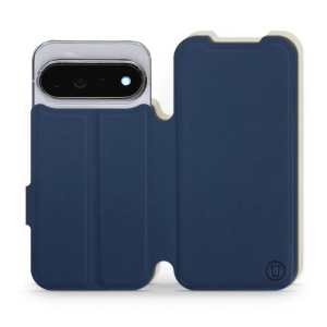 Flip pouzdro Mobiwear Semiš na mobil Google Pixel 11 Pro - modré & béžové
