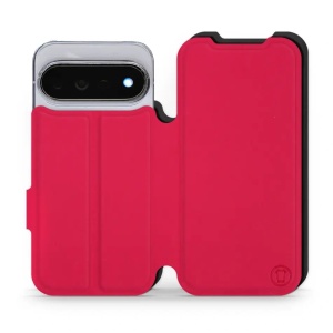 Flip pouzdro Mobiwear Semiš na mobil Google Pixel 11 Pro - rudé & černé
