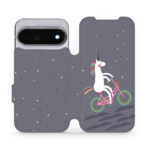 Flip pouzdro na mobil Google Pixel 11 Pro - Mobiwear V024P, jednorožec na kole