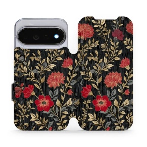 Flip pouzdro na mobil Google Pixel 11 Pro - Mobiwear V172S, červená kvítka