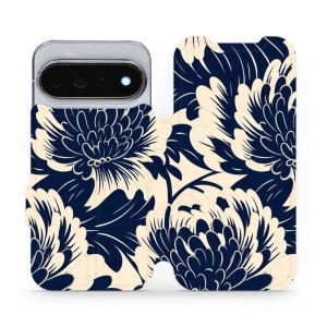 Flip pouzdro na mobil Google Pixel 11 Pro - Mobiwear VA40S, modré a béžové květy