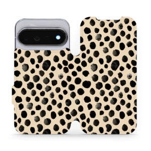 Flip pouzdro na mobil Google Pixel 11 Pro - Mobiwear VA50S, černé puntíky
