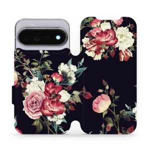 Flip pouzdro na mobil Google Pixel 11 Pro - Mobiwear VD11P, růže na černé