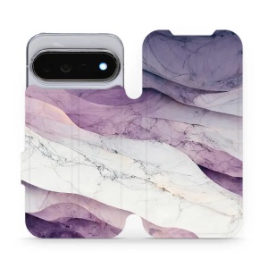 Flip pouzdro na mobil Google Pixel 11 Pro - Mobiwear VP31S, bílý a fialový mramor