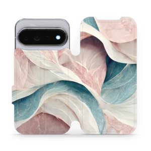 Flip pouzdro na mobil Google Pixel 11 Pro - Mobiwear VP33S, růžový a zelenkavý mramor