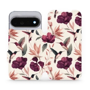 Flip pouzdro na mobil Google Pixel 11 Pro - Mobiwear VB07S, kolibříci v květinách