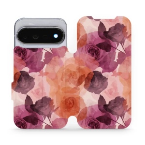 Flip pouzdro na mobil Google Pixel 11 Pro - Mobiwear VB24S, akvarelové růže