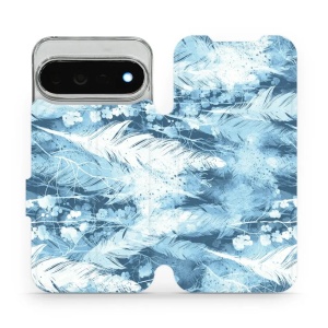 Flip pouzdro na mobil Google Pixel 11 Pro XL - Mobiwear M058S, světle modrá horizontální pírka